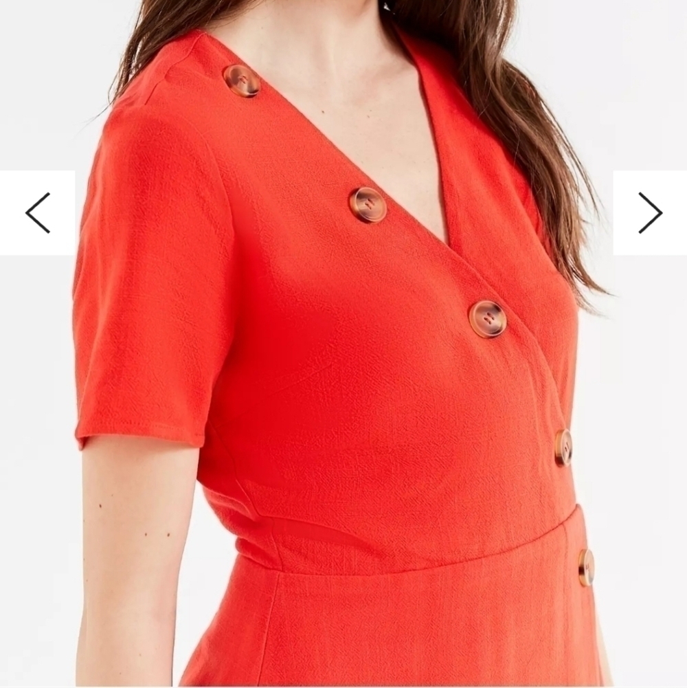 Moon River Asymmetrical Button-Down Linen Blend Mini Dress - Picture 3 of 11